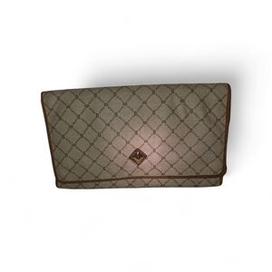 Bally Monogram Pattern Beige Brown Clutch